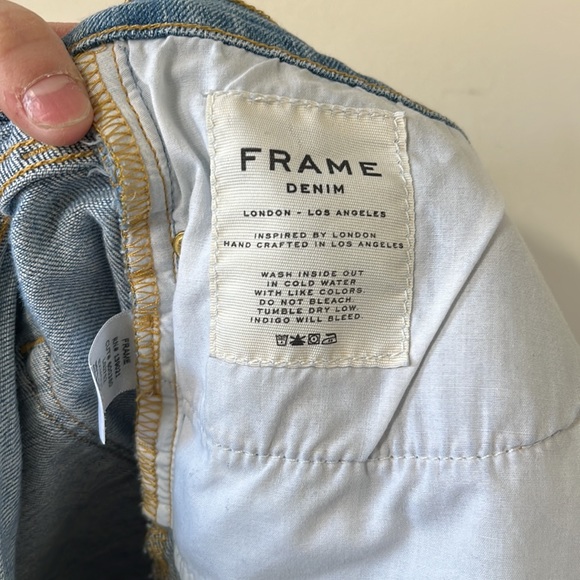 FRAME Le Garçon in Daphne Blue Super Stretch Mid Rise Boyfriend Denim Jeans 32 - Picture 11 of 12